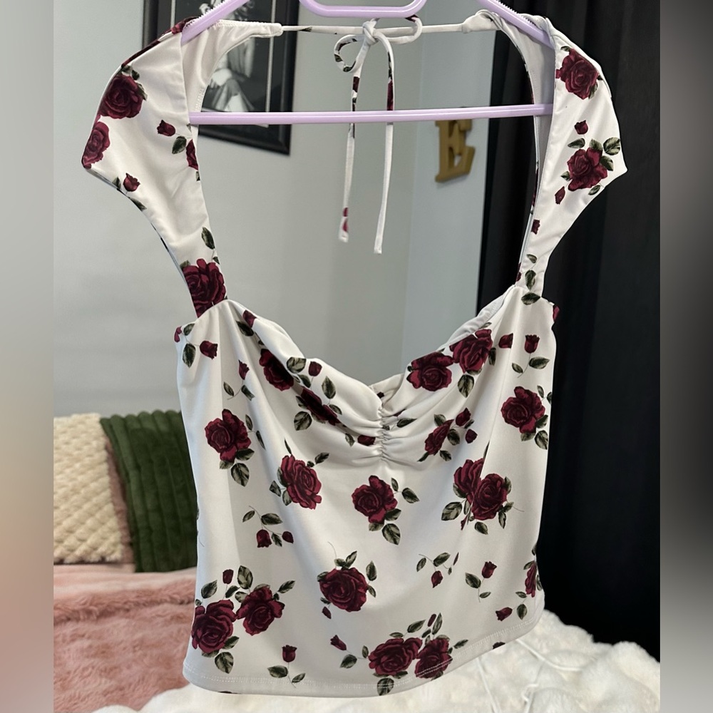 Garage Dynamite Talina Square Neck Top White Rose